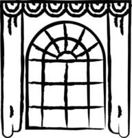 arch glasswindow hand drawn vector illustration