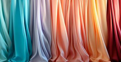 AI generated Colored silk fabric, panoramic background - AI generated image photo