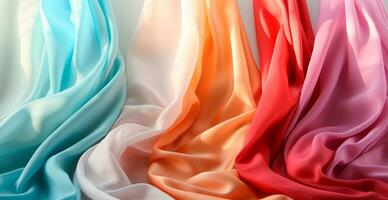 AI generated Colored silk fabric, panoramic background - AI generated image photo