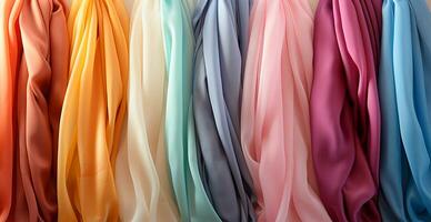 AI generated Colored silk fabric, panoramic background - AI generated image photo