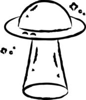 Ufo Landing light hand drawn vector illustration