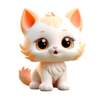 AI generated Cute 3D Kitten with Big Eyes Isolated On Transparent Background png