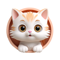 AI generated 3D Cute Kitten Peeking Out Isolated On Transparent Background png