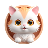 AI generated 3D Cute Kitten Peeking Out Isolated On Transparent Background png