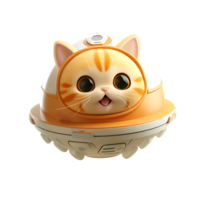 ai gegenereerd 3d schattig kat in ufo speelgoed- geïsoleerd Aan transparant achtergrond png