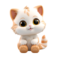 ai gerado fofa 3d gatinho com grande olhos isolado em transparente fundo png