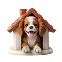 AI generated 3D Cute Puppy Peeking Out of Doghouse Isolated On Transparent Background png