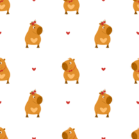 Seamless pattern with  capybara girl and boy png