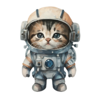 ai généré mignonne peu chat portant une espace costume png