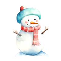 ai generato acquerello Natale pupazzo di neve. clipart. ai generato. png