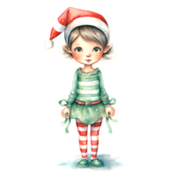 AI generated Watercolor Christmas Elf. Clipart. AI generated. png