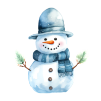 AI generated Watercolor Christmas Snowman. Clipart. AI generated. png