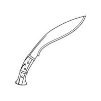 Kukri knife line art vector isolated on white background