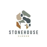 house stone logo design house rock geometric building structure elegant premium vector