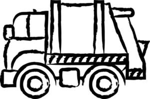 Garbage truck hand drawn vector illustration