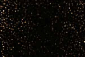 AI generated Abstract festive dark background of golden sparkle stars with copy space for text. photo