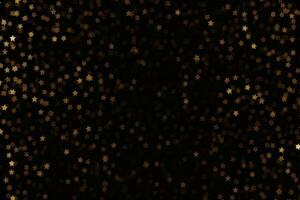 AI generated Abstract festive dark background of golden sparkle stars with copy space for text. photo