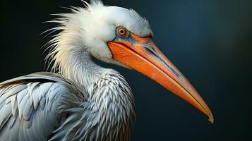 AI generated Dalmatian pelican bird long beak water bird family photo