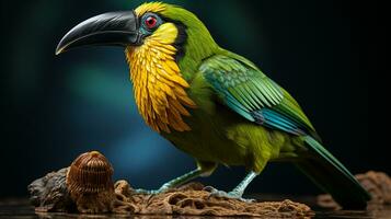 ai generado el Esmeralda tucancito pájaro naturaleza fauna silvestre animal foto