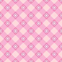Spring vector pattern with small pink, white daisies. Seamless geometric pattern for dresses, scarves, skirts, picnic tablecloths, fabric designs.