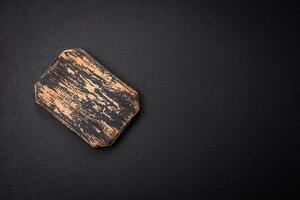 Empty wooden cutting board for preparing ingredients for preparing a delicious dish photo