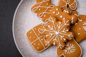 Delicious gingerbread cookies with honey, ginger and cinnamon photo