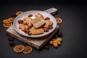 Delicious gingerbread cookies with honey, ginger and cinnamon photo