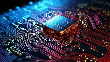 AI generated microchip circuit board tech, ai photo