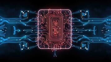 AI generated microchip circuit board tech, ai photo