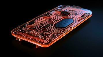 AI generated microchip circuit board tech, ai photo