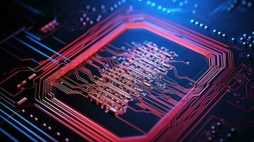 AI generated microchip circuit board tech, ai photo