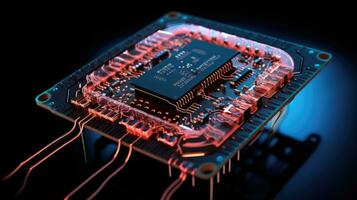 AI generated microchip circuit board tech, ai photo