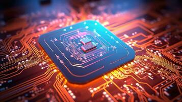 AI generated microchip circuit board tech, ai photo