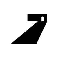 7 7 número con perspectiva puerta sombra ilustrativo icono. vector