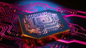 AI generated microchip circuit board tech, ai photo