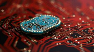 AI generated microchip circuit board tech, ai photo