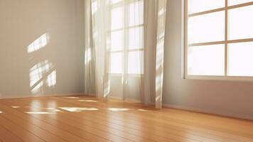 Empty room with light comes in, 3d rendering. video