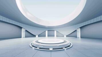 Empty creative round room background, 3d rendering. video