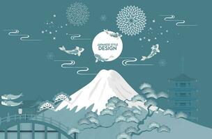 Japanese style pattern background or cover design. vector