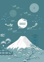 Japanese style pattern background or cover design. vector