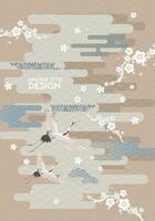 Japanese style pattern background or cover design. vector