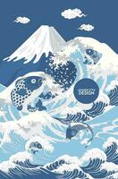 Japanese style pattern background or cover design. vector