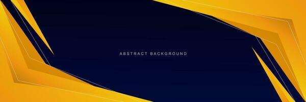 Dark Blue abstract background with orange yellow gradient frame. Futuristic banner concept. Vector illustration