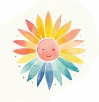 AI generated rainbow watercolour sun logo and icons photo