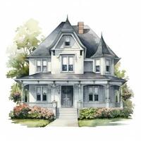 AI generated house painted watercolor illustration photo