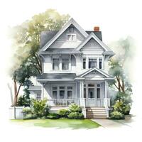 AI generated house painted watercolor illustration photo
