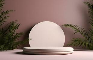 AI generated image of a round white plate sitting on top of plants photo