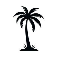 Palm tree silhouette icon. Tropical black jungle plants. Vector on white background