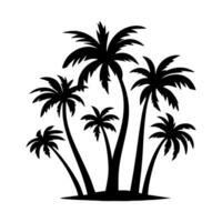 Palm tree silhouette icon. Tropical black jungle plants. Vector on white background