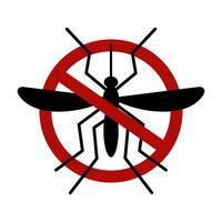 Mosquito warning prohibited sign. Stop and control mosquito. Anti mosquitoes, insect control vector symbol. Vector illustration